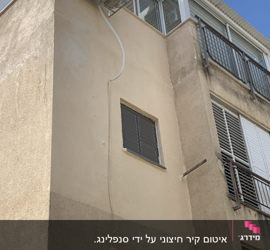 יחידת מיזוג אוויר מותקנת על קיר חיצוני